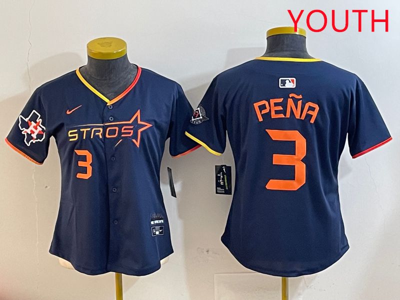 Youth Houston Astros #3 Pena Drak Blue Three generations Joint Name 2025 Nike MLB Jersey style 4108->youth mlb jersey->Youth Jersey
